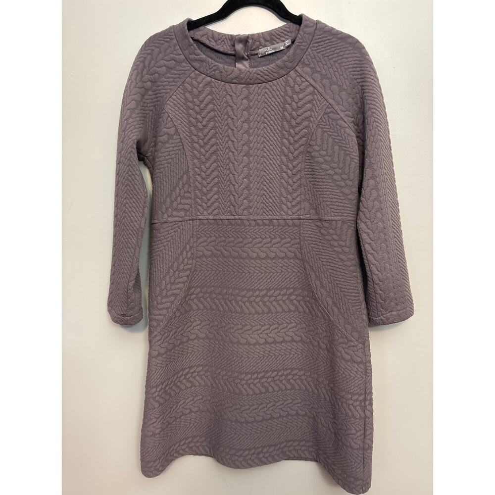 PrAna Macee dress Dusty Purple Muted Truffle Jacquard print Long Sleeve size M